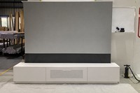 Smart Linkage Weißer Rechtwinkliger Laser-TV-Schrank Motorisierter Bodenaufsteigender CBSP ALR Bildschirm Combo 92-150 Zoll 16:9 Heimkino