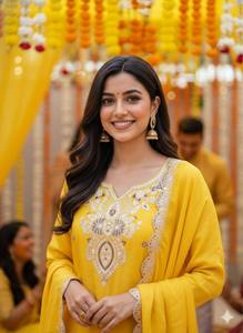 Exclusivo y Moderno para la Temporada de Bodas: Nuestro Top Bordado con Lentejuelas, Pantalones Palazzo y Dupatta - Product Image 2