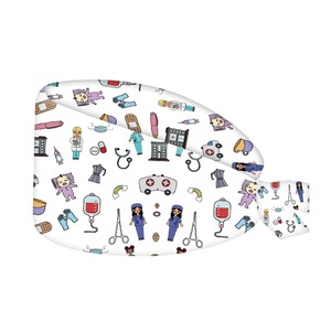 Nurse Caps for Women Nursing Caps with Button Adjustable Elastic Scrub <b>Hats</b> Cute Medical Printed Pattern for Nurses By Vaslcare - Product Image 1