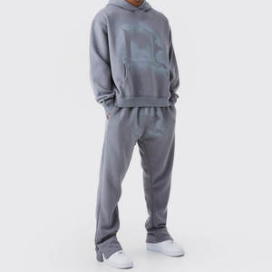 Offre Spéciale Logo personnalisé bouffée impression coton épais respirant solide motif vêtements de sport d'hiver pour hommes survêtement grande taille ensembles pour hommes - Product Image 5