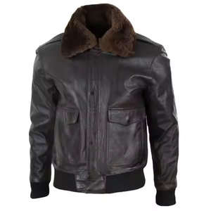 Veste en cuir véritable pour homme de qualité supérieure, veste bomber d'hiver, moto, 100% cuir de mouton, fourrure, veste en cuir pour homme - Product Image 5