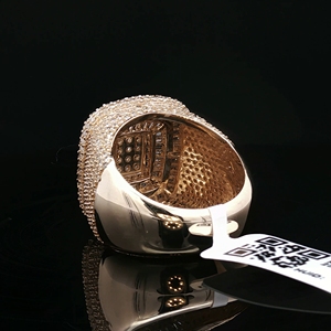 Luxurious 14KT Yellow Gold <b>Iced</b>-Out Hip-Hop <b>Ring</b> Fashion Designer's Natural Diamond Cluster for Parties-Sheetal Diamonds - Product Image 3