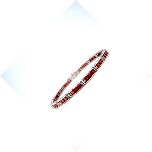 Classic Round Natural Red Garnet Gemstone Tennis <b>Charm</b> Fashion <b>Bracelet</b> for Women 925 Sterling <b>Silver</b> Fine Jewelry - Product Image 2