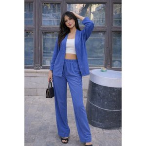 Jane's <b>Women's</b> Long Sleeve Open Front Woven <b>Jacket</b> and Classic Fit Pants Two-Piece Set, Casual Loose Silhouette, Model 31875 - Product Image 4