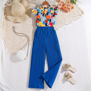 Seh nikao เสื้อผ้าเด็ก6-12ปีฤดูร้อนพิมพ์ลายแฟชั่นเสื้อแขนกุดกางเกงเด็กผู้หญิงโพลีเอสเตอร์/ ผ้าฝ้าย - Product Image 3