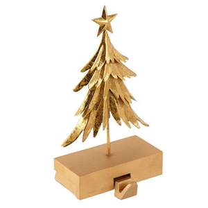 Porte-bas de sapin de Noël en métal doré Décoration de cheminée festive avec étoile Topper - Product Image 5