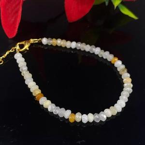 Handmade Faceted White Opal <b>Bracelet</b> Fashion <b>Beaded</b> Rondelle Gems for Women and <b>Men</b> - Product Image 2