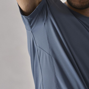 Conjunto de Camiseta de Cuello Redondo Azul para Hombre, Marca INDEX APPAREL, Tejido de Algodón y Elastano, Secado Rápido, Estilo Casual de Verano, 2 Piezas, Color Sólido - Product Image 5