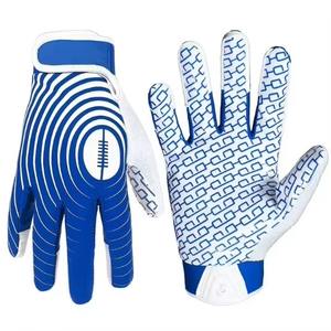 Guantes de Receptor de Fútbol Americano Hechos a Medida de Alta Calidad, Dedos Completos, Antideslizantes, con Correa Ajustable para la Muñeca, Cómodos - Product Image 1