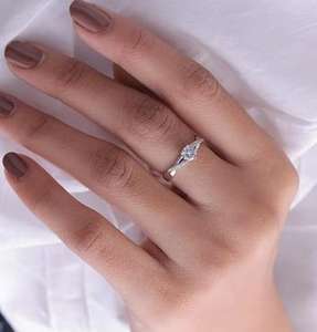 Bague de fiançailles en or blanc massif 14 carats avec bande infinie, diamant cultivé en laboratoire, design romantique, bijoux fins pour mariage et anniversaire - Product Image 5