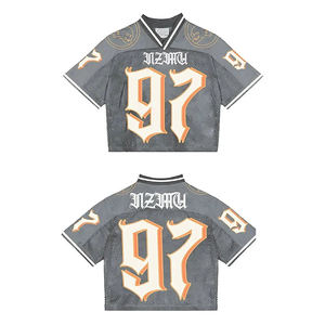 Custom Breathable Plus Size Streetwear Trendy Football Shirt Embroidery Design Logo Mesh Crop <b>American</b> Football Jersey - Product Image 6