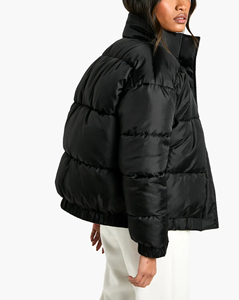 Veste chaude en duvet pour femmes, fabriquée sur mesure et à la mode, avec fermeture éclair et bouffante pour l'hiver - Product Image 5