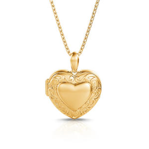 Jeulia Rhodium Plated Sterling <b>Silver</b> Personalized Photo <b>Locket</b> Necklace with Vintage Heart Design - Product Image 3