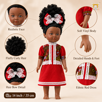Poupée africaine TUSALMO de 14 pouces, noire, en vinyle souple, cheveux bouclés, pour filles, cadeau de fête, possibilité de personnaliser les vêtements, emballage OEM ODM