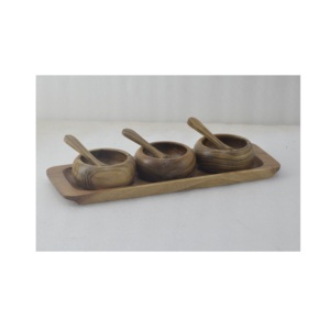 ถาดเสริฟไม้อะคาเซียและชามไม้สามชามพร้อมพิมพ์เคลือบสําหรับห้องครัวและโต๊ะอาหารในโรงแรมในราคาที่ต่ํากว่า - Product Image 2
