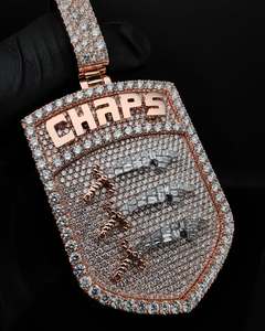 Pendentif personnalisé en argent sterling 925 avec moissanite VVS, plaqué or rose massif, bijoux glacés de style hip-hop, plaqué rhodium - Product Image 1