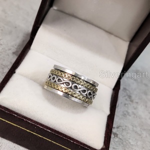 Anneau de méditation Infinity Spinner Band Bague de pouce pour femme en argent sterling 925 Fidget Bijoux faits à la main Fine Yoga Mens Spinner Ring - Product Image 2