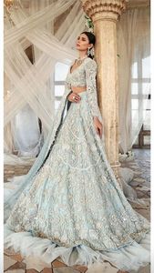 DAZZLING HEAVY EMBROIDERY on BRIDAL <b>BLOUSE</b>,LEHENGA & DUPATTA WITH EMBELLISHED CRYSTAL GLASS BEADS,DABKA WORK for WEDDING @ 2024 - Product Image 2