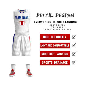Maillot de basket-ball blanc personnalisé respirant pour hommes, short d'uniforme d'équipe en polyester imprimé par sublimation, maillot de club personnalisé, vêtements de sport - Product Image 2