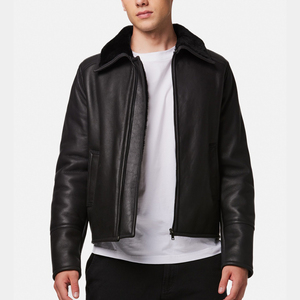 Chaqueta de Invierno para Hombre, Chaqueta de Cuero Estilo Bomber B3, Cálida, de Piel de Oveja Genuina, Sherpa, Piel Sintética - Product Image 5