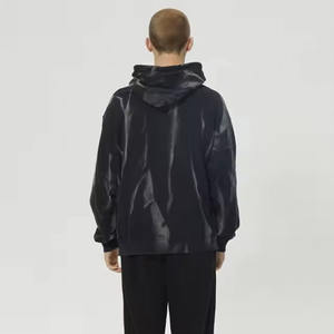 Sudaderas con capucha unisex de gran tamaño con logotipo personalizado 420 gramos de peso pesado 100% algodón Tie-Dye Gradient Black para invierno teñido liso - Product Image 4