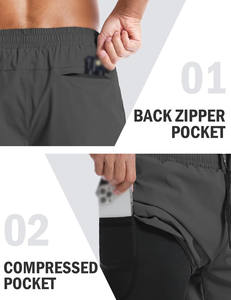 Custom Athletic Mesh <b>Shorts</b> <b>with</b> Compression Liner <b>Phone</b> <b>Pocket</b> Sporty Style for Workout Sports Fitness Gym Running Jogging - Product Image 5