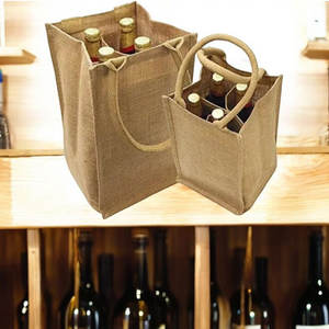 Mini sacs de bouteille de vin en jute biologique de la meilleure qualité Solution élégante écologique à motif personnalisé pour faire du shopping au meilleur prix - Product Image 1