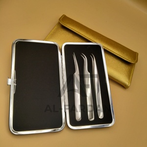Pince à épiler japonaise en acier inoxydable la plus vendue pour extensions de cils, finition miroir, courbée et droite, pour isolation des cils, magnétique - Product Image 3