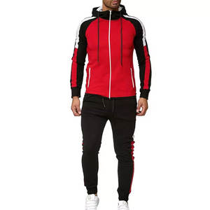Ensemble de survêtements de sport décontractés pour hommes Vêtements de sport d'hiver Survêtement chaud à fermeture éclair complète Survêtement complet à motif solide - Product Image 3