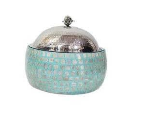 Hot Pot de couleur bleu ciel Hot Pot en bois et acier inoxydable en métal avec couvercle et casserole de haute qualité Gulf trending hot Pot - Product Image 1