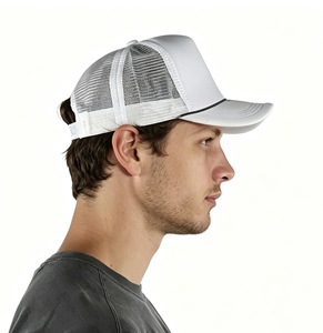 หมวกแก๊ปทรง Trucker แบบมีเชือกผูก ปรับขนาดได้ ด้านหลังเป็นตาข่ายระบายอากาศ  แบบ Snapback พลาสติก  หมวกเปล่าสำหรับกอล์ฟ  สำหรับทุกเพศ  รับสกรีนโลโก้ - Product Image 2