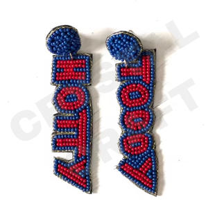 GREEN Boucles d'oreilles perlées pour femmes Patriotic Orange White Blue Color pour mariage ou Memorial Day - Product Image 5