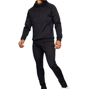 Chándal para correr de terciopelo con logotipo personalizado y bordado para hombre, conjunto de carga de manga larga de algodón 100% ajustado, transpirable para adultos - Product Image 1