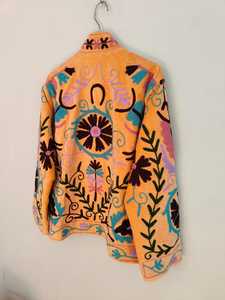 <b>Mustard</b> Yellow Velvet Suzani Embroidered Jacket Handmade Floral Folk Art Boho Ethnic Winter <b>Coat</b> For <b>Women</b> Vintage Jacket - Product Image 2