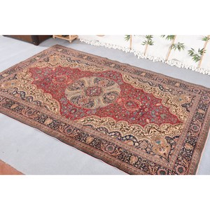 Traditional <b>Red</b> Beige Vintage Turkish Large Area Rug Classic Rectangle Pattern Patchwork Design <b>Wool</b> Latex 7.3 X 11.3 ft - Product Image 4