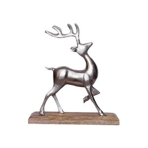 Top Trendy Luxury Christmas Table Cerf décoratif en aluminium fabriqué à la main avec finition argentée Base en bois disponible en gros - Product Image 1