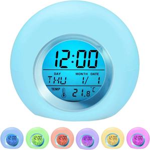 Calendario perpetuo colorido de <span class=keywords><strong>Amazon</strong></span> de Venta caliente para el despertador LCD luminoso de la atmósfera de la cabeza de la cama de los niños - Product Image 2