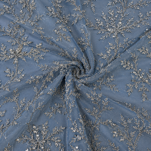 Tissu en dentelle perlée de luxe français, motif floral, respirant, perlé à la main, tulle africain léger, 100 % polyester, pour mariage et mariée - Product Image 2