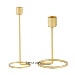 Longs bougeoirs en métal or rose pour la décoration de mariage Bougeoirs en métal de qualité supérieure les plus vendus lot de 2 avec finition dorée - Product Image 2