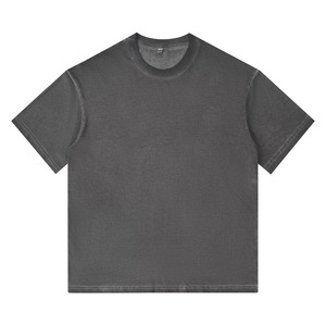 Camiseta de algodón sólido personalizada 2026 para hombre, estilo casual de alta calidad, 300g, de gran gramaje, lavada, oversize con hombros caídos - Product Image 2