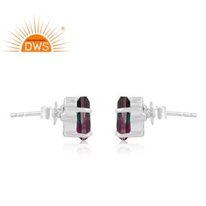 Meilleure vente de boucles d'oreilles en argent sterling fin bio tourmaline doublet de quartz avec pierres précieuses fabricant de bijoux personnalisé - Product Image 3