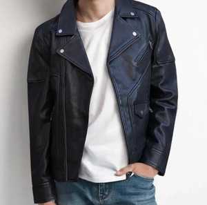 Chaqueta de moto de piel sintética reversible para hombre, temporada de invierno, resistente al viento, transpirable, con cierre de cremallera, piel de vaca, oveja - Product Image 1