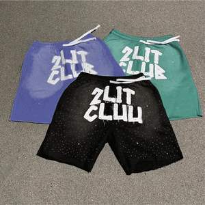 Short de survêtement unisexe délavé au soleil avec broderie en strass, style streetwear, imprimé - Product Image 4