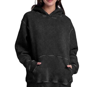 Sweat-shirt à capuche oversize pour femme, lavage à l'acide, unisexe, en coton lourd, molleton, vintage, lavé, pour femme et homme - Product Image 1