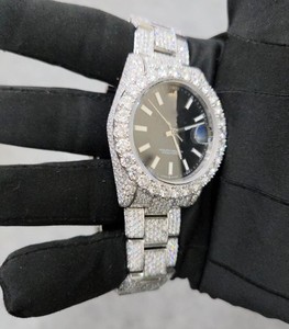 Montre à quartz en acier inoxydable de luxe à dessin animé RX, vente chaude, avec cadran en verre, pour hommes et femmes, hip-hop, moissanite couleur D VVS - Product Image 3