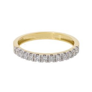 Elegante anillo de bodas de media eternidad de oro amarillo de 14 quilates Anillo apilable de aniversario clásico con diamantes naturales para mujer - Product Image 1