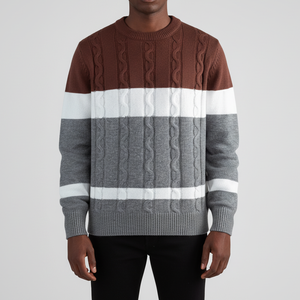 Pull en tricot acrylique à blocs de couleur, design tube, vêtements décontractés, nouvelle arrivée 2025, logo brodé personnalisé, sweat-shirt pour homme - Product Image 3