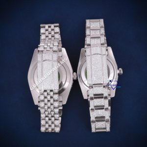 Reloj de pareja de acero inoxidable con diamantes de moissanita de Hip Hop completamente helado de alta calidad, relojes de prueba de diamantes de 100% pasos - Product Image 6