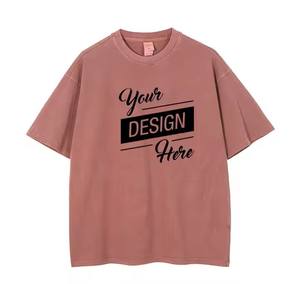 T-shirt vintage lourd délavé à l'acide pour hommes T-shirts vierges surdimensionnés en coton avec épaule vers le bas - Product Image 6