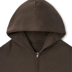 Sweat-shirt à capuche zippé en polaire pour homme, couleur unie, coupe oversize, décontracté, avec poche avant, idéal pour l'automne - Product Image 6